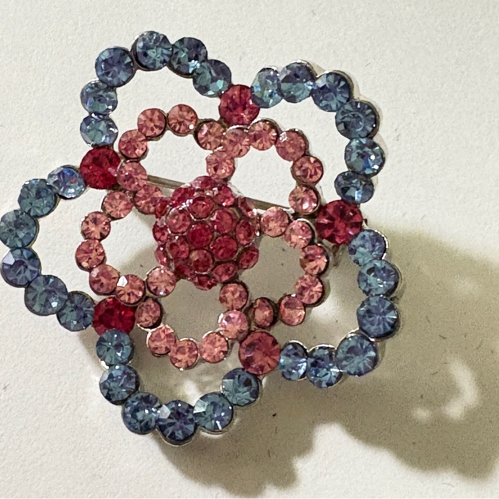 Chic Pink and Blue sparkling Brooch